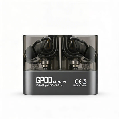 GPOD ELITE PRO premium earbuds detail view transparency mode touch controls