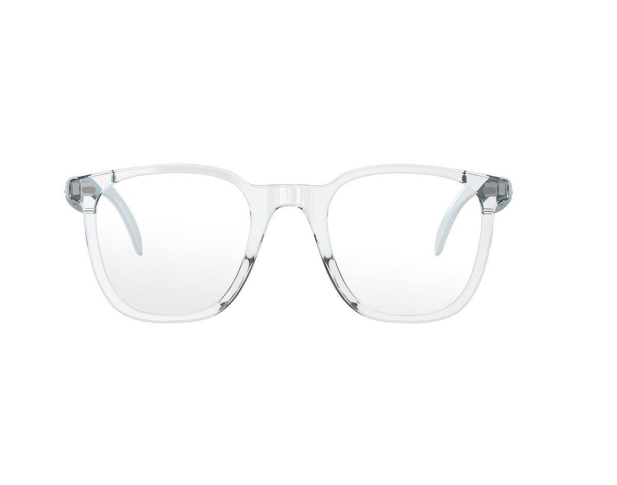 GSHADES VISION PLUS anti-blue light Bluetooth audio glasses – transparent TR90 frame front view